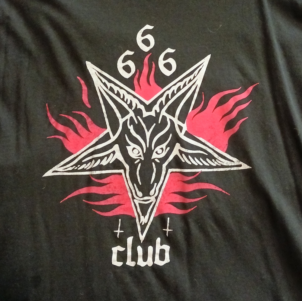 Edgy Black Tee with Red and White Graphic